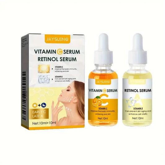 Vitamin C & Retinol Serum Duo - Hydrating & Brightening Facial Drops for All Skin Types, Glycerin & Hyaluronic Acid, Deep Moisture & Nourishment, Even Skin Tone, Beauty Routine Essentials Vitamin C Retinol
