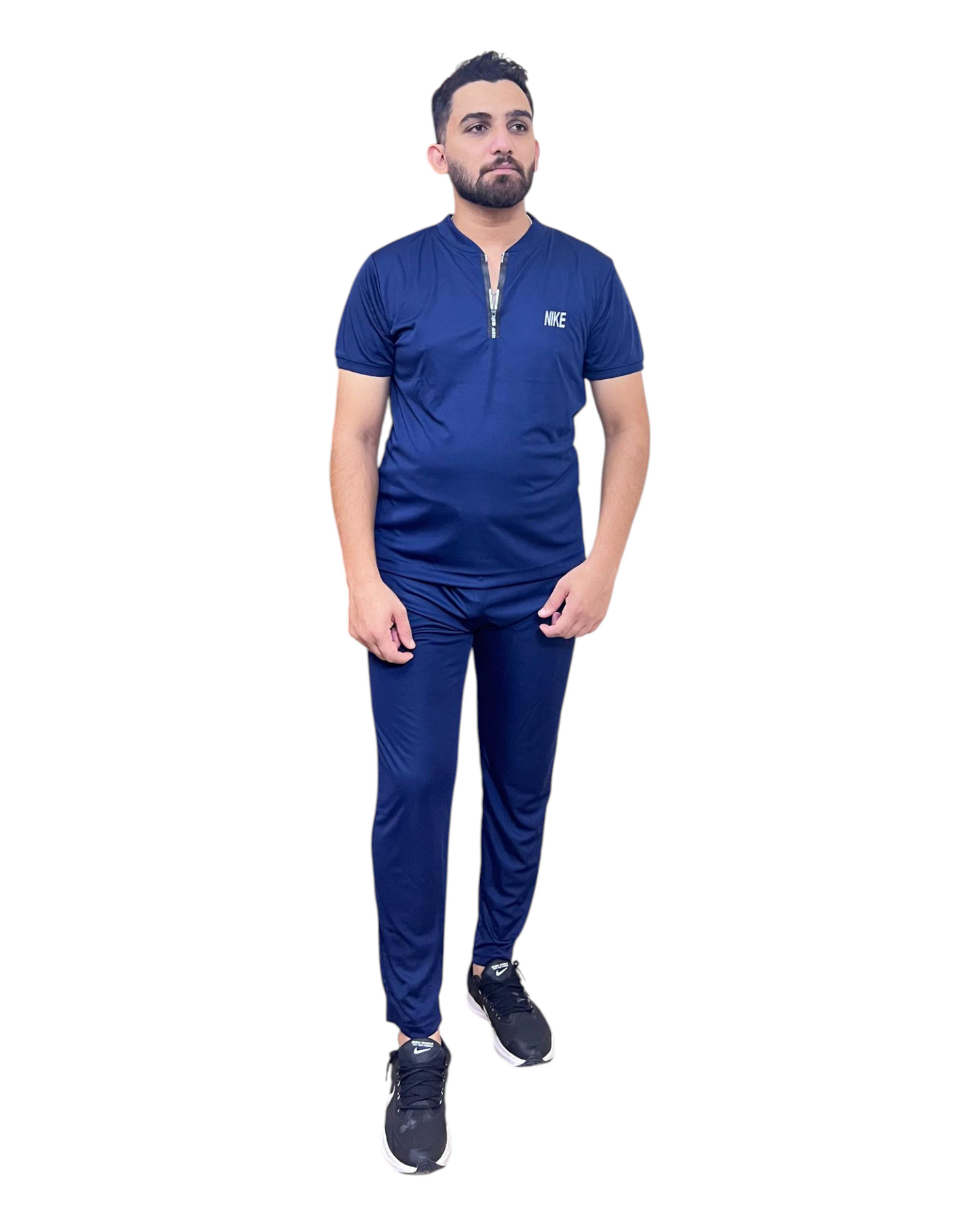Nik Men's Navy Blue Tracksuit Neck-Zip Summer