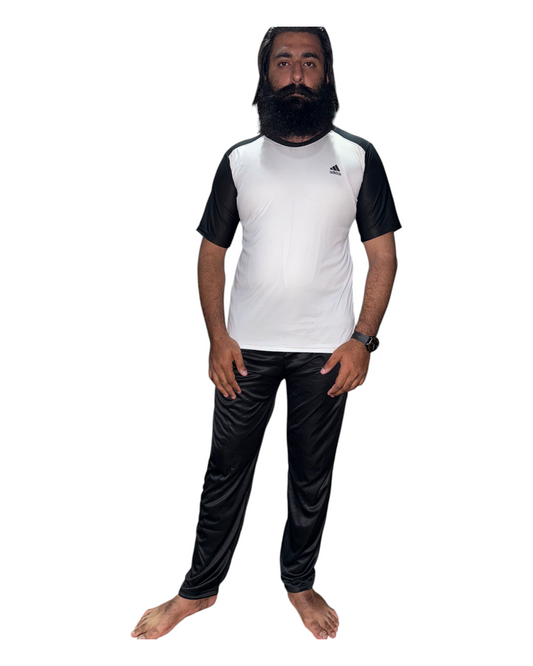 Adi White & Black Summer Dri-Fif Tracksuit For Men