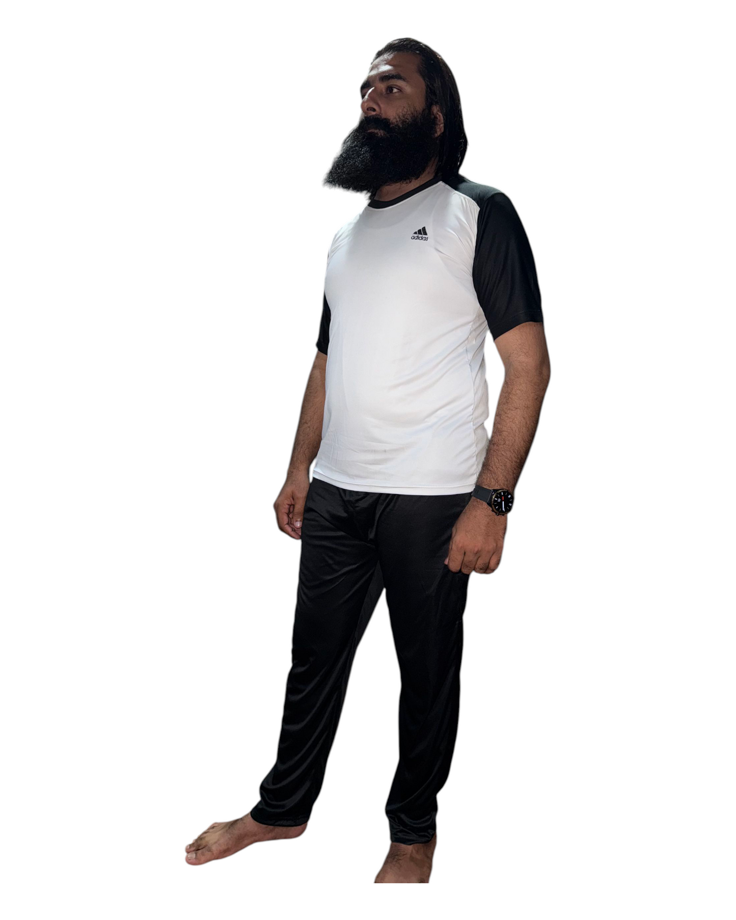 Adi White & Black Summer Dri-Fif Tracksuit For Men