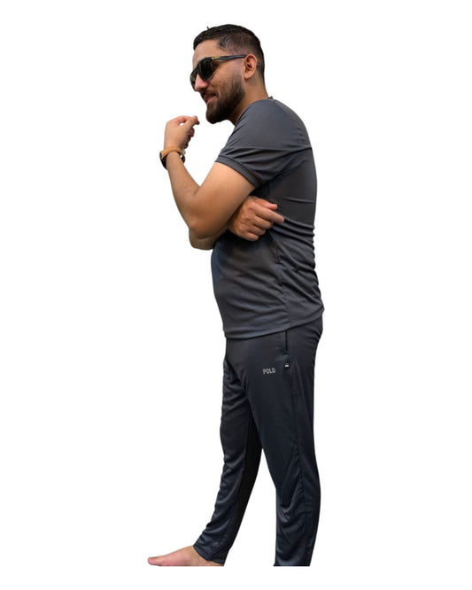 Men's Pol Grey Tracksuit Neck-Zip Summer