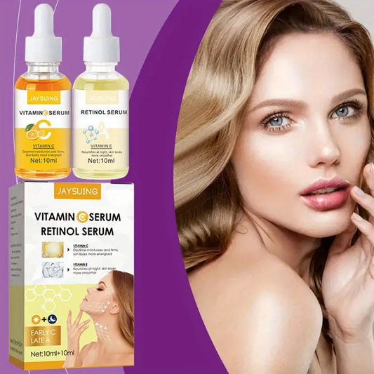 Vitamin C & Retinol Serum Duo - Hydrating & Brightening Facial Drops for All Skin Types, Glycerin & Hyaluronic Acid, Deep Moisture & Nourishment, Even Skin Tone, Beauty Routine Essentials Vitamin C Retinol