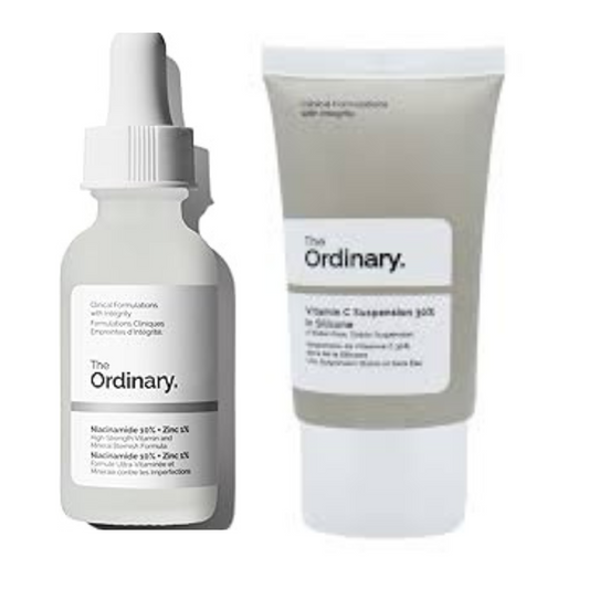 Pack of 2 the Ordinary Niacinamide 10% + Zinc 1% + Vitamin C Suspension 30% in Silicone Smoothing Serum for Blemish-Prone Skin