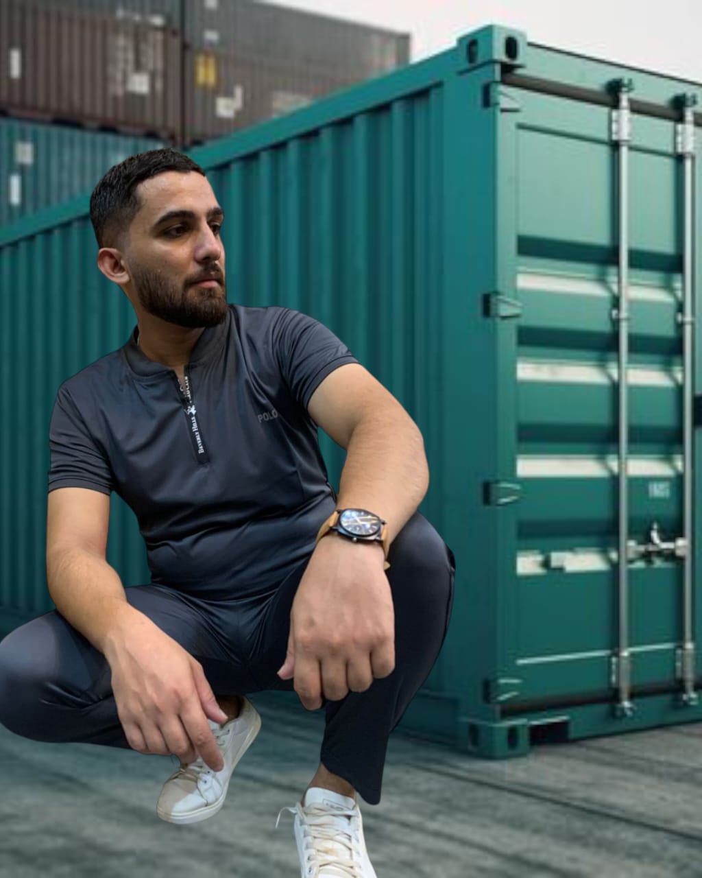 Men's Pol Grey Tracksuit Neck-Zip Summer