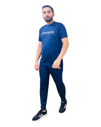 Adi Men's Navy Blue Tracksuit Summer